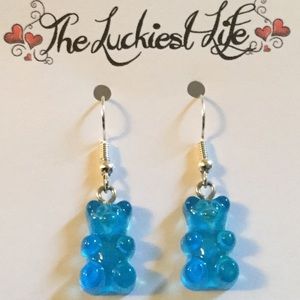BRAND NEW! Cute Handmade Blue Gummy Bear Earrings!